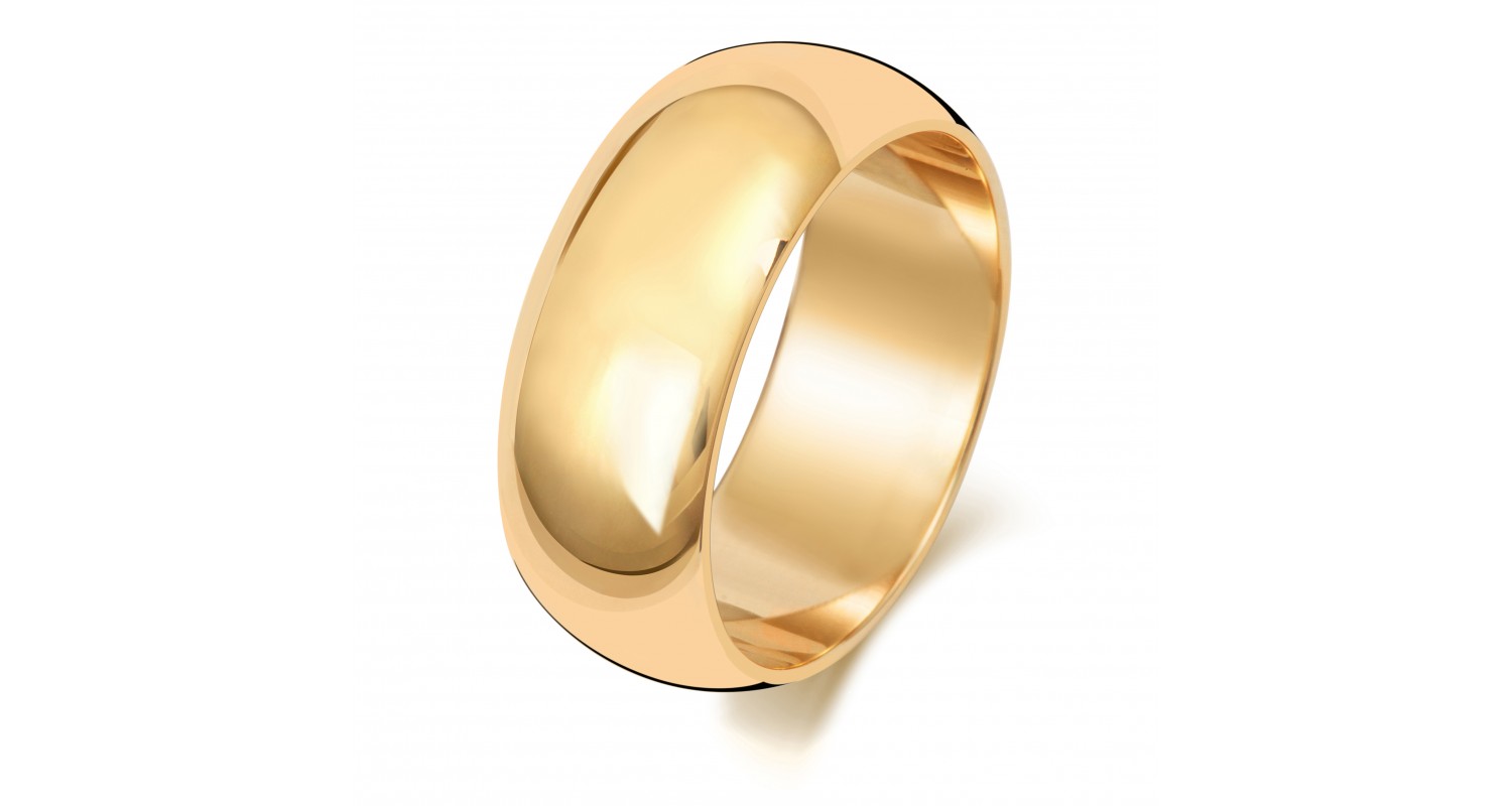 9ct Yellow Gold D Shape 8mm Heavyweight Band